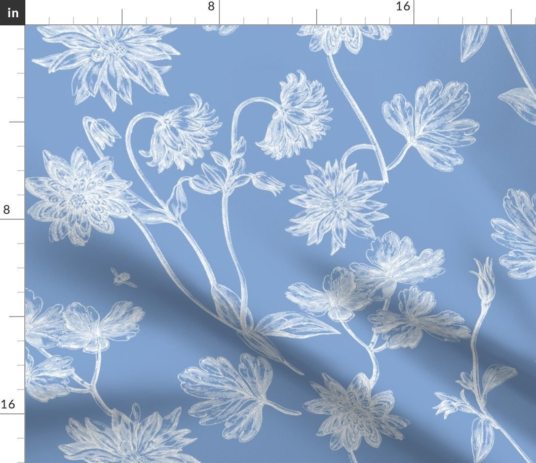 Blue And White Fabric Toile Blueberry 2 By