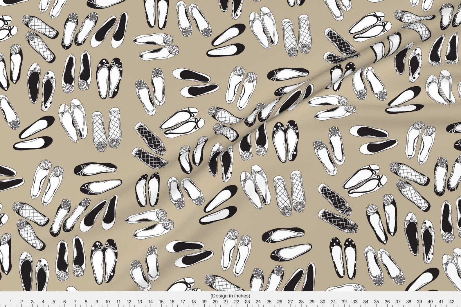 shoes fabric - ballet flats gray by winksmile - ballet flat fashion home decor cotton fabric by the yard with spoonflower