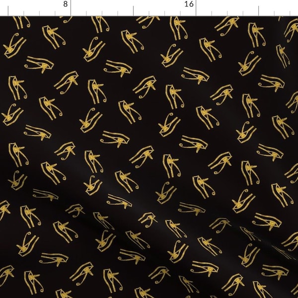 Eye Of Horus Fabric - Eye Of Horus - Gold On Black By Elliottdesignfactory - Egypt Egyptian Cotton Fabric by the Yard with Spoonflower