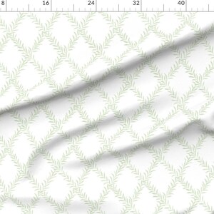 Spring Fabric - Leafy Trellis by danika_herrick - Garden Leaf Vine Green White Fabric by the Yard by Spoonflower image 2