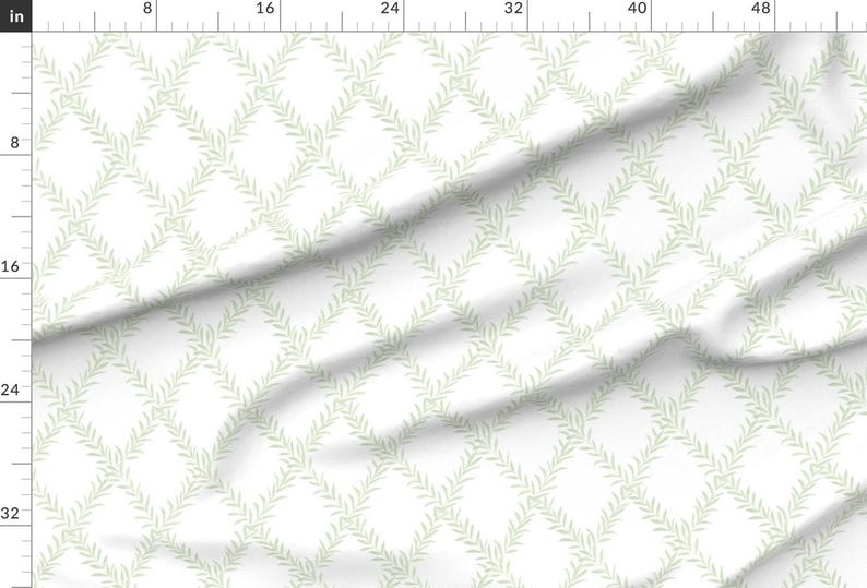 Spring Fabric - Leafy Trellis by danika_herrick - Garden Leaf Vine Green White Fabric by the Yard by Spoonflower image 2
