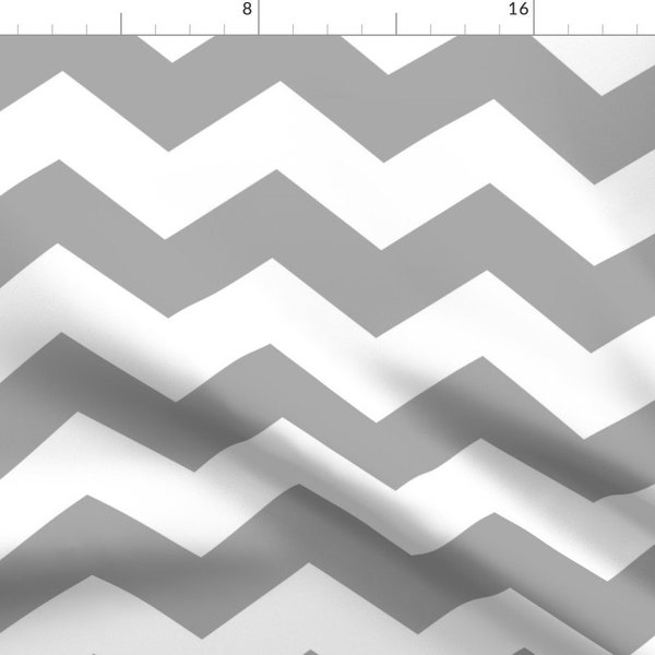 Gray Chevron Fabric - Chevron Lg Grey By Misstiina - Zigzag Modern Home Decor Nursery Apparel Cotton Fabric By The Yard With Spoonflower