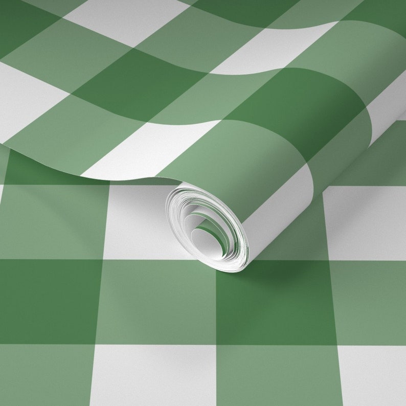 Green Check Wallpaper Check Kelly by Etsy