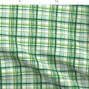 Green Plaid Fabric - Irish Plaid by littlearrowdesign - St Patricks Day Watercolor Check Spring Summer Fabric by the Yard by Spoonflower