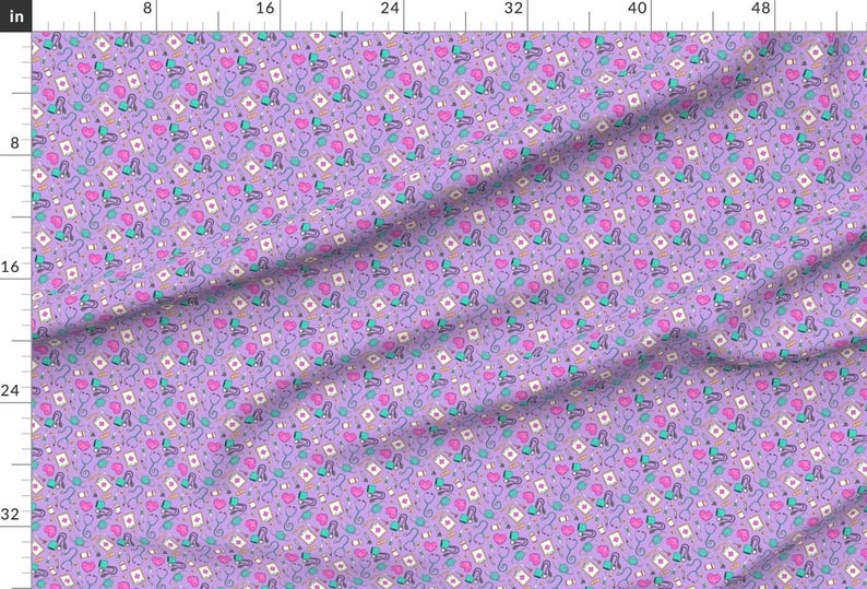 Purple Nurse Apparel Fabric - Small Medical Supplies by littlearrowdesign - Small Scale Hospital Medical Cute Clothing Fabric by Spoonflower afbeelding 2