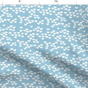 Hearts Fabric - Pastel Love Hearts Tossed Hand Drawn Soft Winter Blue Xs By Littlesmilemakers - Cotton Fabric By The Yard With Spoonflower