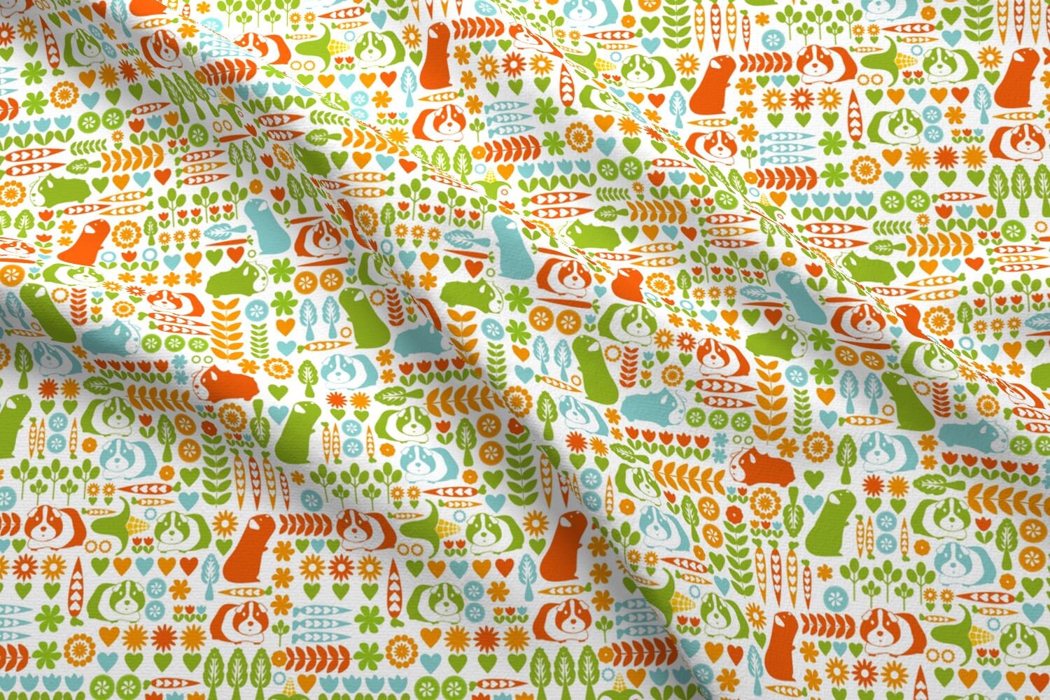 Guinea Pigs Fabric Guinea Pigs At The Allotment By Ebygomm Etsy