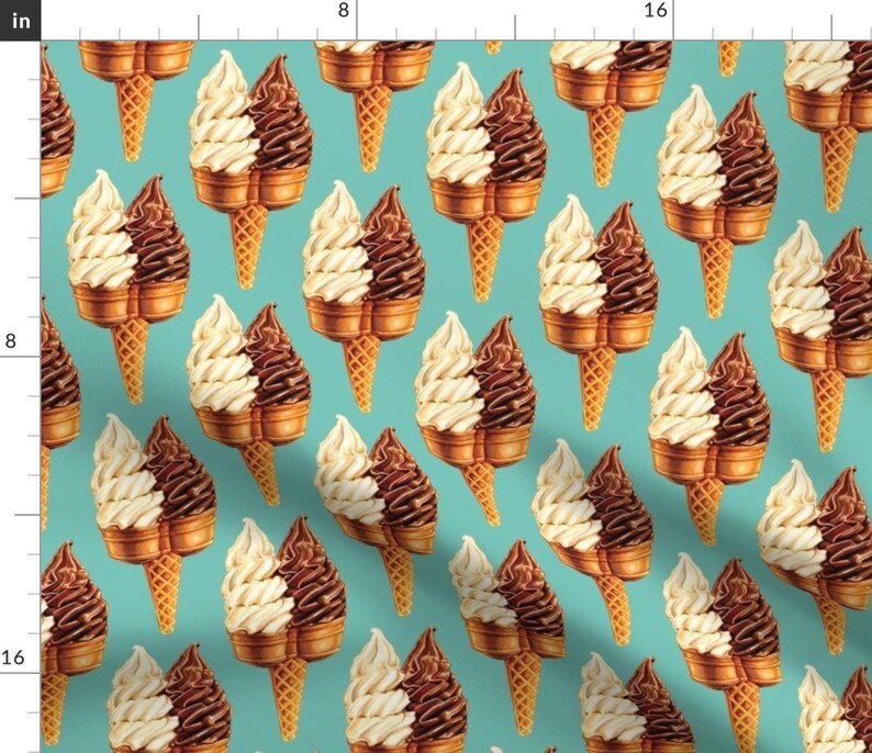 Dual Ice Cream Cone Fabric Ice Cream Twin Cone teal by Etsy