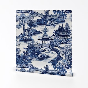 Abnehmbare Tapete Chinoiserie - Pagode Asiatisches Kunst Teehaus - Wand Kunst Wand Dekor - Chinoiserie Toile by creativsupply