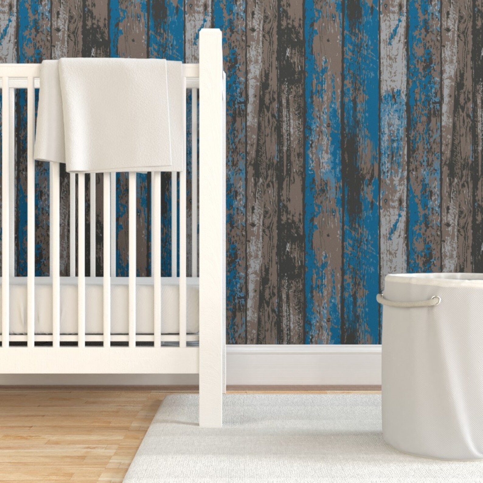 Blue Gray Faux Wood Wallpaper Aged Rustic Wooden Planks by Etsy