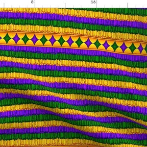 Mardi Gras Fabric - Mardi Gras Faux Fringe By P D Frasure - Green Purple Gold New Orleans Party Cotton Fabric By The Yard With Spoonflower