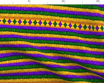 Mardi Gras Fabric - Mardi Gras Faux Fringe By P D Frasure - Green Purple Gold New Orleans Party Cotton Fabric By The Yard With Spoonflower