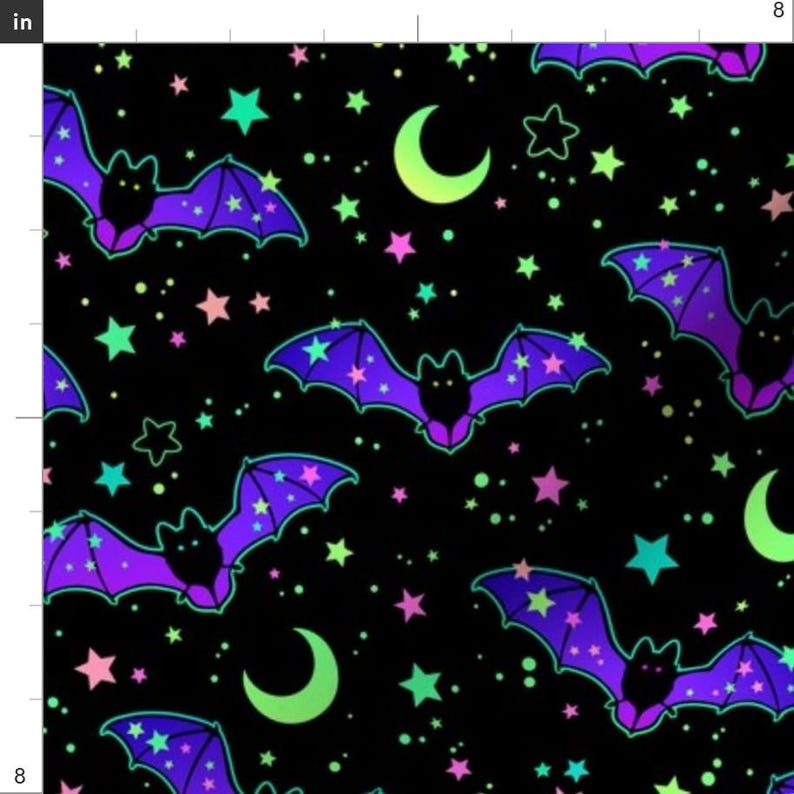 Halloween Apparel Fabric - Bats And Stars by capricornsun - Spooky Trick Or Treat Bats Moon Stars Night Sky Clothing Fabric by Spoonflower image 3
