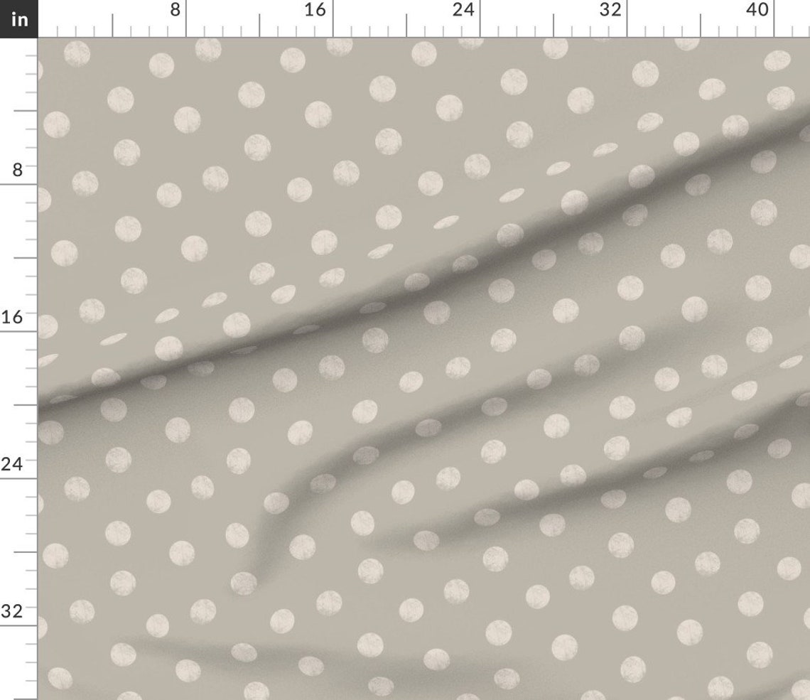 Grey Polka Dot Fabric Big Dots Greige by Ravynka Polka Dot Etsy
