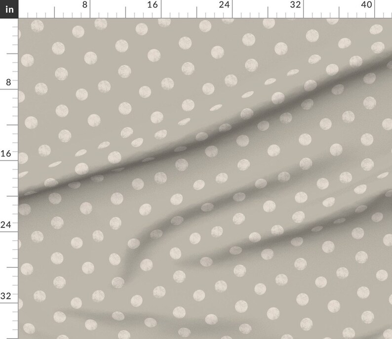 Grey Polka Dot Fabric Big Dots Greige by Ravynka Polka Dot Etsy