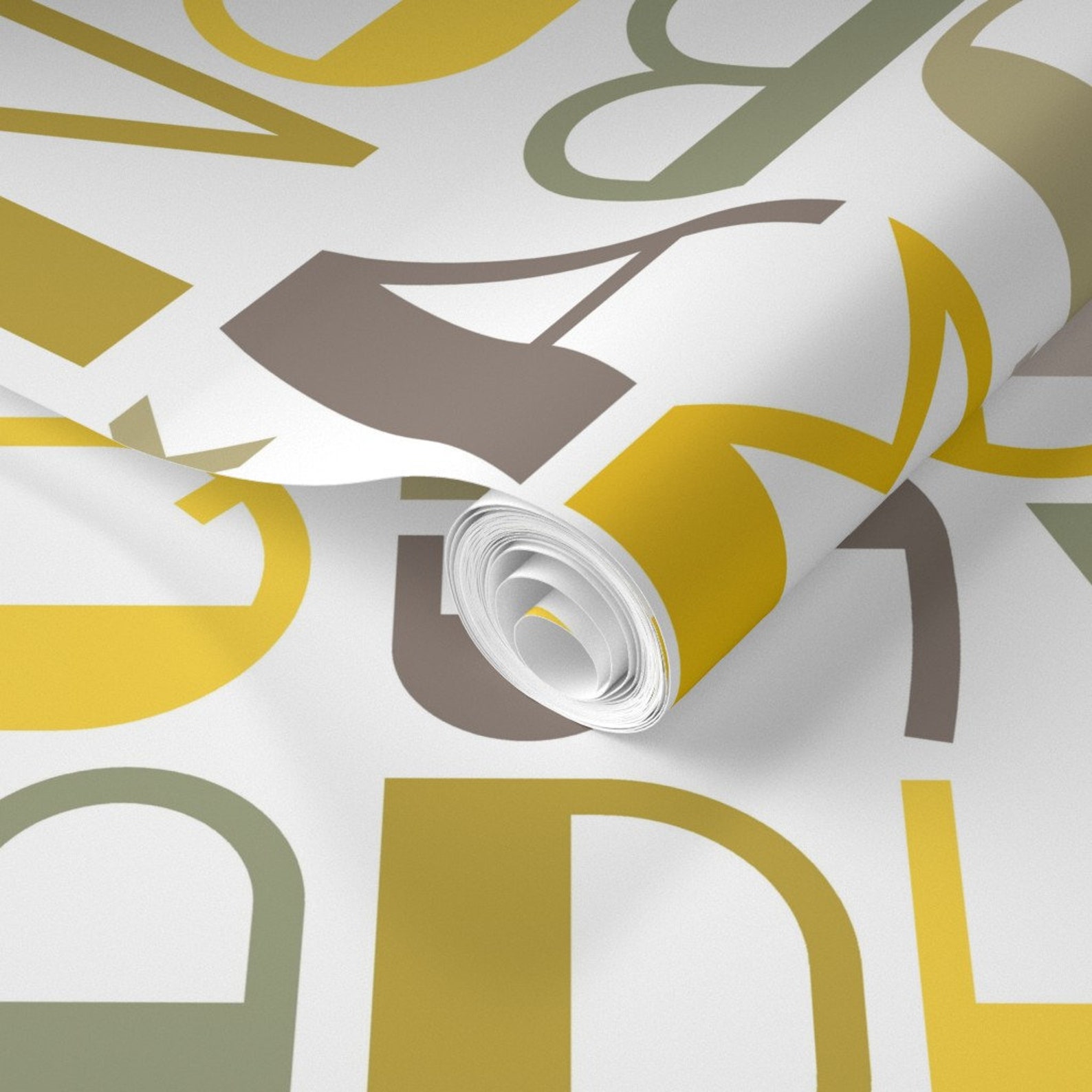 Gender Neutral Wallpaper Abc Mustard by Analinea Gender Etsy