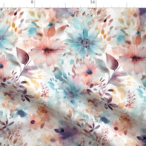 Watercolor Fabric - Boho Chic Wildflowers by oliverdean -  Boho Wildflowers Floral Hand Painted Dahlia Fabric by the Yard by Spoonflower