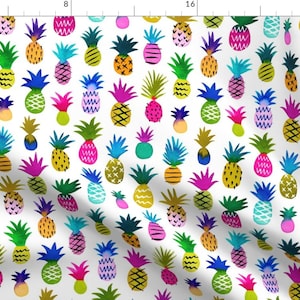 Pineapple Fabric - Pineapple Fun By Mirabelleprint - Watercolor Pineapple Tropical Paradise Cotton Fabric By The Yard With Spoonflower
