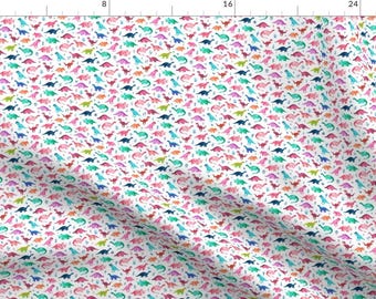 Teeny Colourful Dinosaurs Fabric - Extra Tiny Multicolored Dinos By Micklyn - Jurassic Playful Cotton Fabric By The Yard With Spoonflower