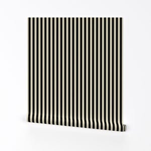 Black Cream Stripe Removable Peel and Stick Wallpaper - Classic Victorian - Wall Art Wall Decor - Victorian Stripe by misentangledvision