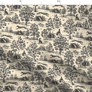 Greyhound Fabric - Black Light Antique Greyhound Toile By Jane Walker By Artbyjanewalker - Dog Cotton Fabric By The Yard With Spoonflower