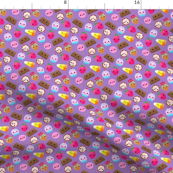 Kawaii Sweets Fabric - Sweet Treats By Katuno - Chocolate Candy Ice Cream Donut Cupcake Kawaii Cotton Fabric By The Yard With Spoonflower