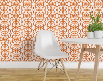 Orange Wallpaper - Orange Circles By Holli Zollinger - Orange White Custom Printed Removable Self Adhesive Wallpaper Roll by Spoonflower