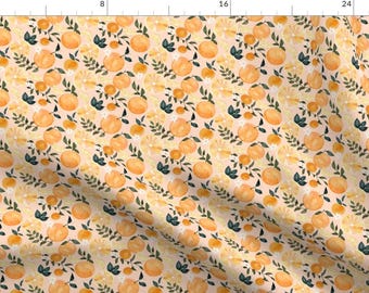 Watercolor Fruit Fabric - Citrus Oranges Peach by hipkiddesigns - Summer Orange Citrus Modern Botanical Fabric by the Yard by Spoonflower
