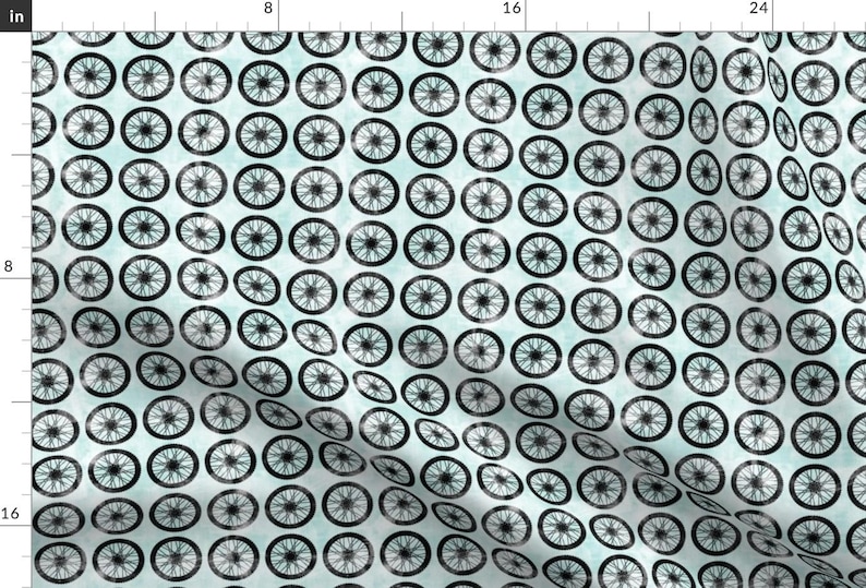 Wheels Fabric - Bicycle Blue Off-Road Mountain Bike Motocross Dirt Bike By Littlearrowdesign - Cotton Fabric By The Yard With Spoonflower zdjęcie 1