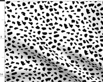 Black Fabric - Dalmatian Spots  by littlesmilemakers -  White Spots Dots Abstract Geometric Dalmation Dog Fabric by the Yard by Spoonflower