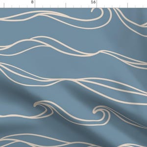 Calm Waters Fabric - Ocean Waves by dottieandcaro - Nautical Modern Beach Serene Waves Ocean Blue Fabric by the Yard by Spoonflower