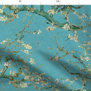 Van Gogh Apparel Fabric - Almond Blossoms Mural Large by peacoquettedesigns - Blossom Almond Branches Tree Clothing Fabric by Spoonflower