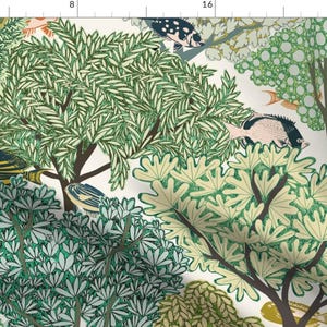 Woodland Fabric - Swim In The Woods by design_dannick - Trees Tropical Fish Dream Earthy Surreal Fabric by the Yard by Spoonflower
