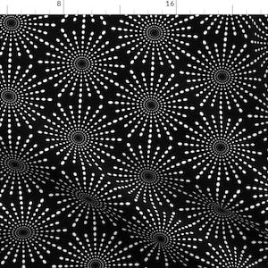 Black And White Fabric - Discodot Star - Black By Siya - Black White Dot Stars Modern Home Decor Cotton Fabric By The Yard With Spoonflower