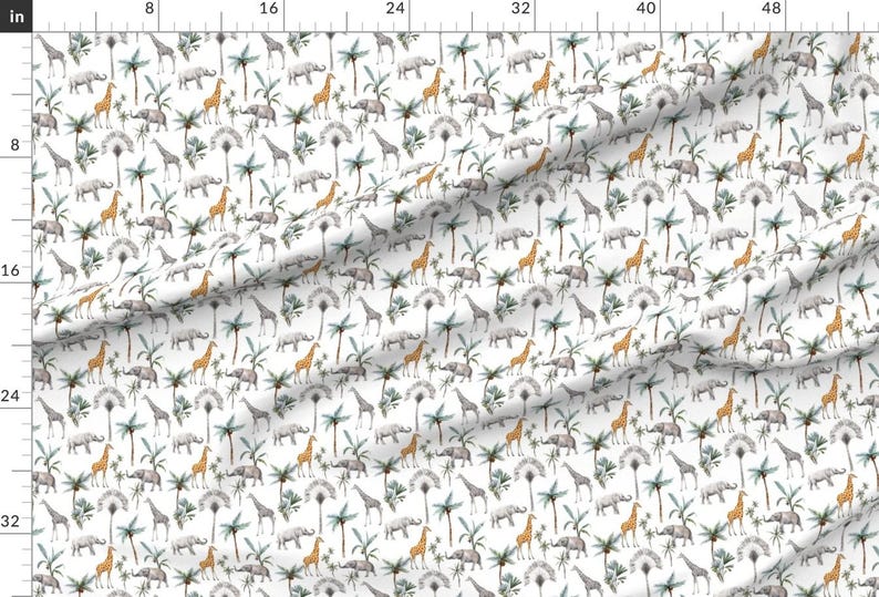 Watercolor Animals Fabric - Watercolor Jungle Safari by corasofia - Jungle Safari Gender Neutral Unisex Fabric by the Yard by Spoonflower image 2