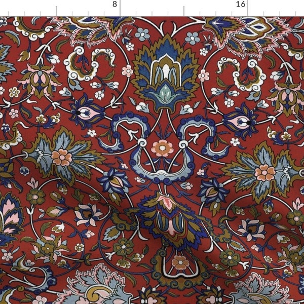 Red Fabric - Burgundy Damask Tapestry by peacoquettedesigns -  Victorian Burgundy Damask Turkish Ottoman  Fabric by the Yard by Spoonflower