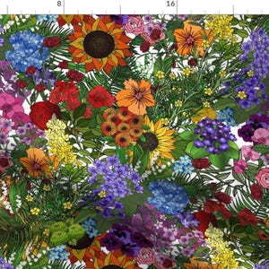 Sunflower Botanical Fabric - Botanic Garden by irishvikingdesigns - Botany Horticulture Gardener Fabric by the Yard by Spoonflower
