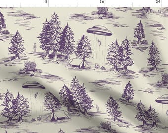 Hidden Design Apparel Fabric - Purple Alien Abduction Toile by somecallmebeth - Traditional Style Clothing Fabric by Spoonflower