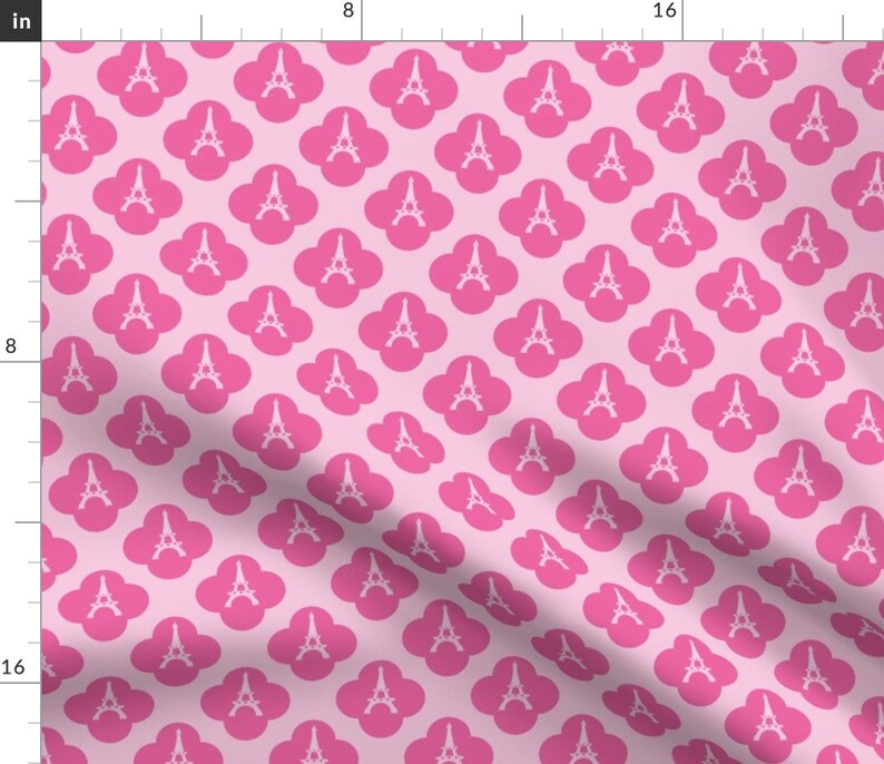 Eiffel Tower Fabric Paris Fabric by Snapdragonandfinn Pink Etsy