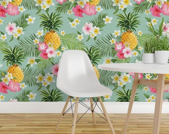Hawaiian Pineapple Wallpaper - Hawaiian Pineapple By Sandityche- Floral Custom Printed Removable Self Adhesive Wallpaper Roll by Spoonflower