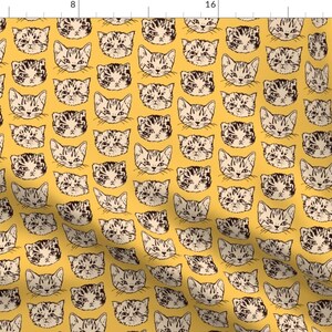 Cute Cats Fabric - Cute Cats | Orange By Imaginaryanimal - Pet Cat Hipster Home Decor Cotton Fabric By The Yard With Spoonflower