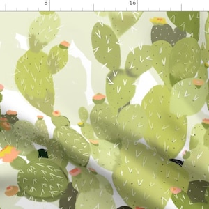 Cactus Fabric - Cactus Garden By Fable Design - Cactus Garden Botanical Green Blush Succulents Cotton Fabric By The Yard With Spoonflower