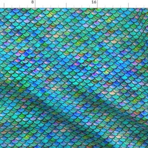 Fish Scales Fabric - Mermaid Scales By Elladorine - Fish Mermaids Scales Blue Green Animal Print Cotton Fabric By The Yard With Spoonflower