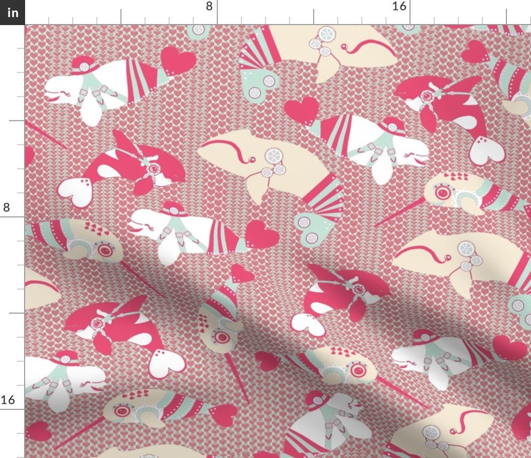 Pink Whale Fabric Kawaii Steampunk Whales 2 by Eclectic Etsy