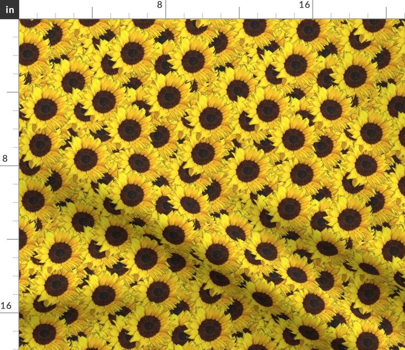 Sunflowers Fabric Sunflowers Are Us By Linsart Sunflower Floral Flowers Botanical Summer Yellow Cotton Fabric By The Yard With Spoonflower image 1