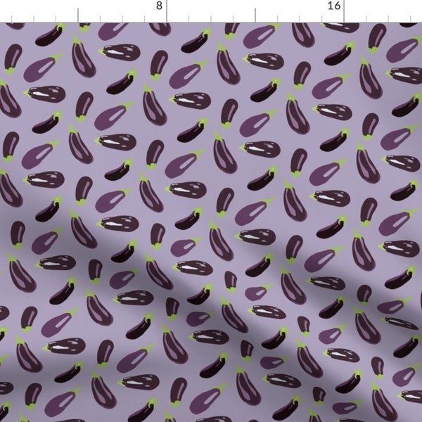 Scattered Aubergines Fabric - Eggplant Vegetable Lavender Miss Chiff Designs By Misschiffdesigns- Cotton Fabric By The Yard With Spoonflower