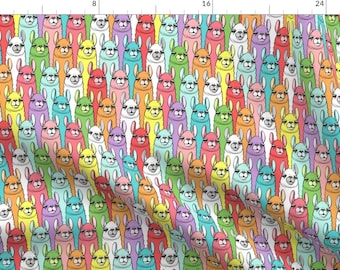 Llama Fabric - Rainbow Llamas By Littlearrowdesign- Alpaca Multi-Color Rainbow Colorful Kids Cotton Fabric By The Yard With Spoonflower