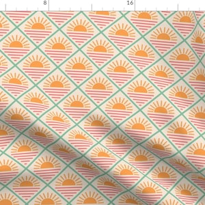 Sunsets Fabric - Beach Vacation  by erikamauer - Orange Pink Summer Sun Geometric Diamonds  Fabric by the Yard by Spoonflower