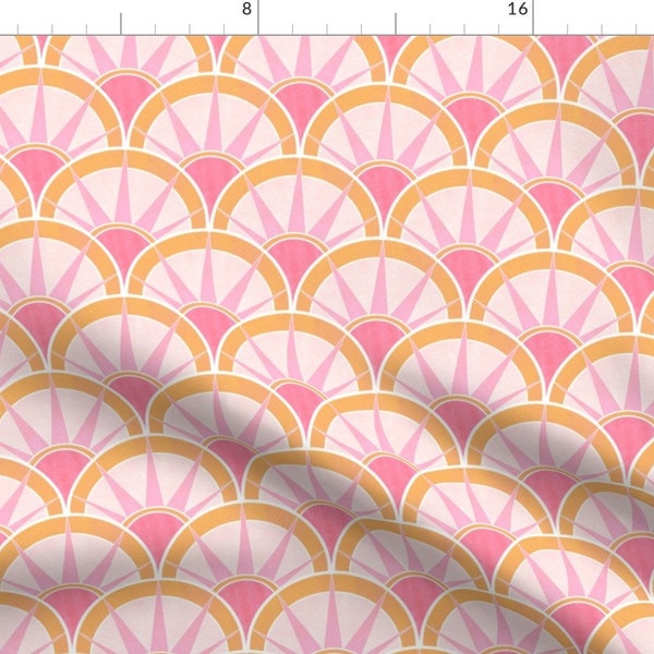 Vintage Fabric - Pink And Orange Art Deco by suzzincolour -  Art Deco Feminine Pastels Vintage Inspired Fabric by the Yard by Spoonflower