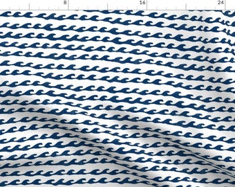 Surf Fabric - Navy And White Fabric Summer Nautical Ocean Fabric Sailing Sailor Baby By Andrea Lauren - Fabric by the Yard With Spoonflower
